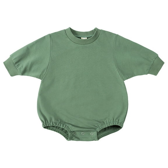 WERYOUNG Girls Boys Bodysuits Spring Summer Unisex Fashion Solid Color Round Neck Long Sleeve Bodysuit Girls Stylish Daily Wear Homewear Onesie,Green,3-6 Months