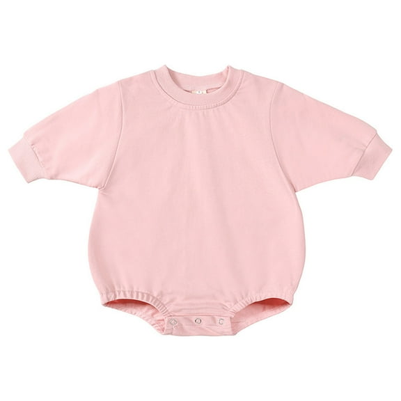 WERYOUNG Girls Boys Bodysuits Spring Summer Unisex Fashion Solid Color Round Neck Long Sleeve Bodysuit Girls Stylish Daily Wear Homewear Onesie,Pink,6-9 Months