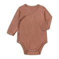 thumbnail image 1 of WERYOUNG Girls Boys Bodysuits Summer Cartoon Printed Round Neck Long Sleeve Solid Color Bodysuits Kids Breathable Onesie，Red，0-3 Months, 1 of 2