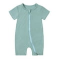 thumbnail image 1 of WERYOUNG Girls Boys Bodysuits Summer Solid Color Zipper Short Sleeve Rompers Kids Lovely Onesie，Green，3-6 Months, 1 of 2