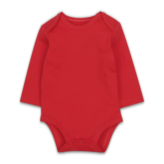 WERYOUNG Girls Boys Bodysuits Summer Unisex Casual Solid Color Long Sleeve Round Neck Bodysuit Girls Versatile Daily Wear Sleepwear Onesie,Red,9-12 Months