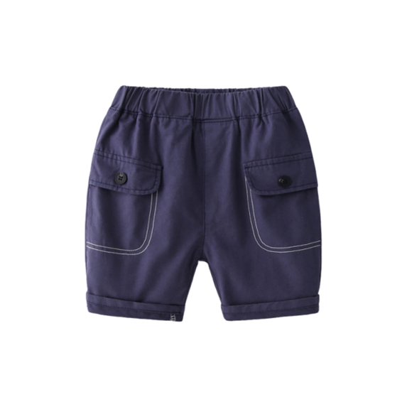 WERYOUNG Girls Boys Cargo Shorts Summer Comfortable Casual Solid Color Elastic Waist Playwear Shorts With Pockets Toddler Stylish Sweat Pants,Navy,1-2 Years