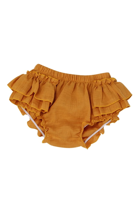 Girls Boys Casual Shorts Summer Solid Color Ruffle Stretch Elastic Waist Shorts Baby Versatile Active Wear Pants,Orange,12-24 Months