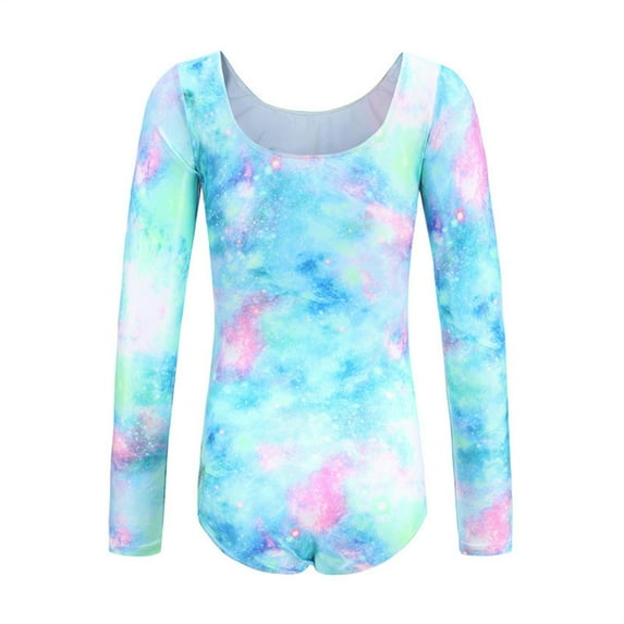 WERYOUNG Girls Boys Gymnastics Leotards Summer Fashion Cartoon Dinosaur Printed Long Sleeve Gymnastics Dance Leotard Bodysuit Baby Breathable Performance One-Pieces ,Blue,7-8 Years