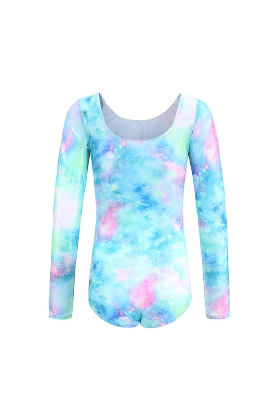 Girls Boys Gymnastics Leotards Summer Fashion Cartoon Dinosaur Printed Long Sleeve Gymnastics Dance Leotard Bodysuit Toddler Comfort Practice One-Pieces ,Blue,3-4 Years