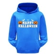 thumbnail image 1 of WERYOUNG Girls Boys Hoodies Cartoon Letter Pumpkin Bat Printed Long Sleeve Pullover Hooded Halloween Sweatshirt With Pocket Toddler Casual Casual Outings Hoodie,Dark Blue,2-3 Years, 1 of 4