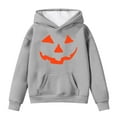 thumbnail image 1 of WERYOUNG Girls Boys Hoodies Cartoon Pumpkin Printed Long Sleeve Pullover Hooded Halloween Sweatshirt With Pocket Child Breathable Vacation Hoodie,Grey,8-9 Years, 1 of 3