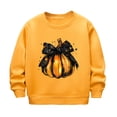 thumbnail image 1 of WERYOUNG Girls Boys Hoodies Cartoon Pumpkin Printed Long Sleeve Round Neck Pullover Hoodless Halloween Sweatshirt Child Casual Casual Outings Hoodie,Yellow,7-8 Years, 1 of 3