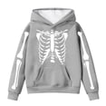 thumbnail image 1 of WERYOUNG Girls Boys Hoodies Cartoon Skeleton Printed Long Sleeve Pullover Hooded Halloween Sweatshirt With Pocket Girl Comfort Outdoor Play Hoodie,Grey,10-11 Years, 1 of 3