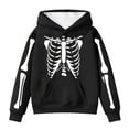 thumbnail image 1 of WERYOUNG Girls Boys Hoodies Cartoon Skeleton Printed Long Sleeve Pullover Hooded Halloween Sweatshirt With Pocket Kids Leisure Casual Outings Hoodie,Black,10-11 Years, 1 of 3