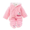 thumbnail image 1 of WERYOUNG Girls Boys Jumpsuit Spring Summer Unisex Cartoon Animal Button Long Sleeve Hooded Jumpsuit Baby Sweet Daily Wear Sleepwear Onesie,Pink,6-12 Months, 1 of 5