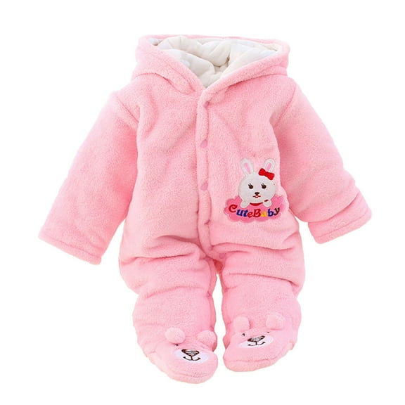 WERYOUNG Girls Boys Jumpsuit Spring Summer Unisex Cartoon Animal Button Long Sleeve Hooded Jumpsuit Toddler Lovely Daily Wear Sleepwear Onesie,Pink,0-3 Months