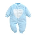 thumbnail image 1 of WERYOUNG Girls Boys Jumpsuit Spring Summer Unisex Cute Solid Color Love Heart Printed Long Sleeve Button Jumpsuit Playsuit Baby Trendy Daily Wear Onesie,Blue,0-3 Months, 1 of 3