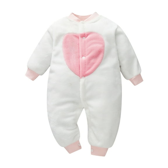 WERYOUNG Girls Boys Jumpsuit Spring Summer Unisex Cute Solid Color Love Heart Printed Long Sleeve Button Jumpsuit Playsuit Toddler Lovely Daily Wear Onesie,White,0-3 Months