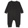 thumbnail image 1 of WERYOUNG Girls Boys Jumpsuit Summer Unisex Soft Comfortable Solid Color Long Sleeve Round Neck Button Jumpsuit Baby Sweet Daily Wear Sleepwear Onesie,Black,9-12 Months, 1 of 3