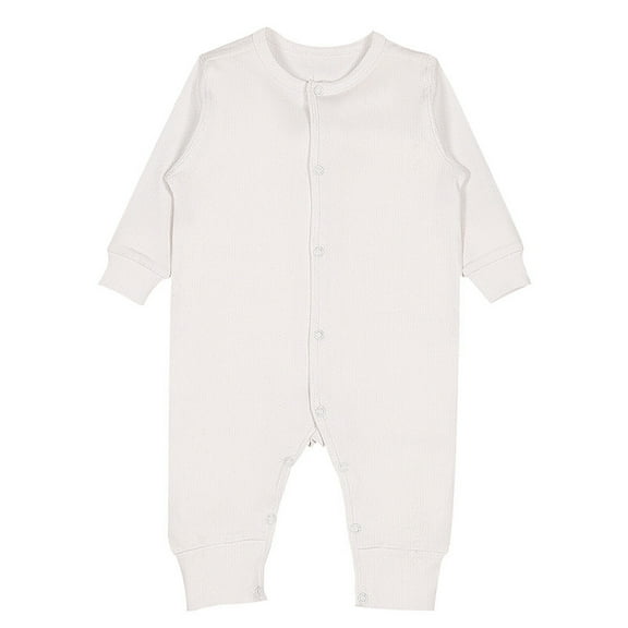 WERYOUNG Girls Boys Jumpsuit Summer Unisex Soft Comfortable Solid Color Long Sleeve Round Neck Button Jumpsuit Toddler Lovely Daily Wear Sleepwear Onesie,White,3-6 Months