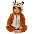 thumbnail image 1 of WERYOUNG Girls Boys Onesie Cute Cartoon Animal Long Sleeve Zip-Up Hooded Halloween Jumpsuit Girls Trendy Outdoor One-Pieces,Coffee,3-6 Months, 1 of 5