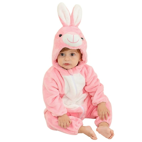 WERYOUNG Girls Boys Onesie Cute Cartoon Animal Long Sleeve Zip-Up Hooded Halloween Jumpsuit Leisure Halloween Party One-Pieces,Light Pink,2-3 Years