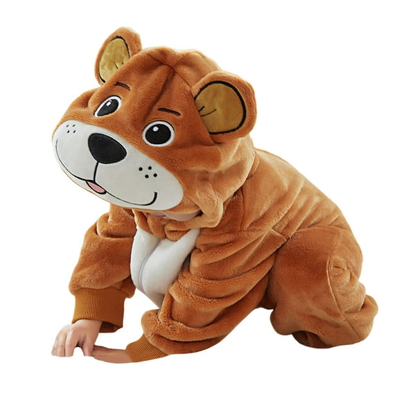 WERYOUNG Girls Boys Onesie Cute Cartoon Animal Long Sleeve Zip-Up Hooded Halloween Jumpsuit Toddler Lovely Halloween Party One-Pieces,Coffee,2-3 Years