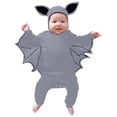 thumbnail image 1 of WERYOUNG Girls Boys Onesie Fashion Long Sleeve Hooded Bat Halloween Jumpsuit Trendy Halloween Party One-Pieces,Grey,18-24 Months, 1 of 8