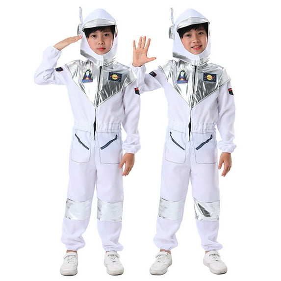 WERYOUNG Girls Boys Onesie Fashion Long Sleeve Space Astronaut Stage Performance Halloween Jumpsuit Leisure Birthday Party One-Pieces,White,3-4 Years