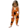 thumbnail image 1 of WERYOUNG Girls Boys Onesie Fashion Sleeveless Round Neck Cartoon Skeleton Printed Spaghetti Strap Halloween Jumpsuit Lovely Halloween Party One-Pieces,Orange,5-6 Years, 1 of 5