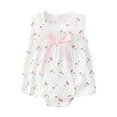 thumbnail image 1 of WERYOUNG Girls Boys Onesie Summer Cute Cartoon Cherry Printed Bow Trim Sleeveless Dress Bodysuit Kids Cute Beach Bodysuit,Red,9-12 Months, 1 of 2
