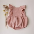 thumbnail image 1 of WERYOUNG Girls Boys Onesie Summer Cute Solid Color Ruffled Sleeveless Round Neck Bodysuit Sweet Homewear Bodysuit,Pink,3-6 Months, 1 of 2
