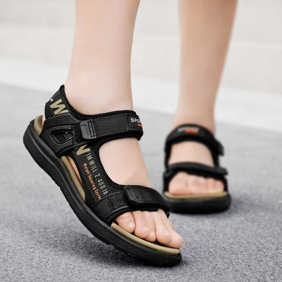 WERYOUNG Girls Boys Sandals Summer Comfortable Fashion Open Toe Adjustable Straps Shoes Newborn Trendy Beach School Sandal,Khaki,11.5-12 Years