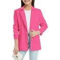 thumbnail image 1 of WERYOUNG Girls Boys Suit Spring Summer Casual Solid Color Long Sleeve Notch Front With Inner Pocket Open Front Versatile Suit,Hot Pink,9-10 Years, 1 of 8