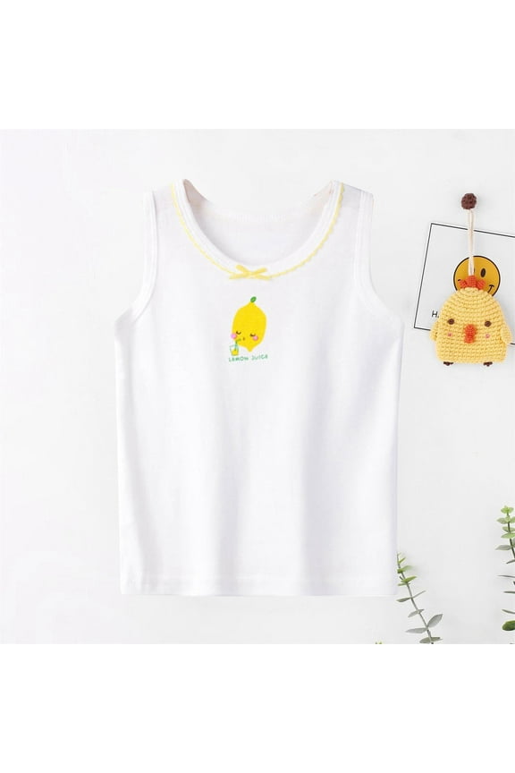 Girls Boys T-Shirts Summer Cute Sweet Cartoon Fruit Graphic Printed Round Neck Short Sleeve Girls Sweet Tshirts,Yellow,6-7 Years