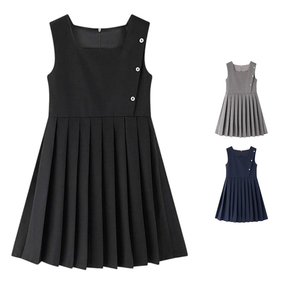 WERYOUNG Girls Dresses Ruffled A Line Sleeveless Crewneck Pleated Back To School Dresses For Girls Kids Toddler Summer Everyday Wear Breathable Sundress 5-6 Years