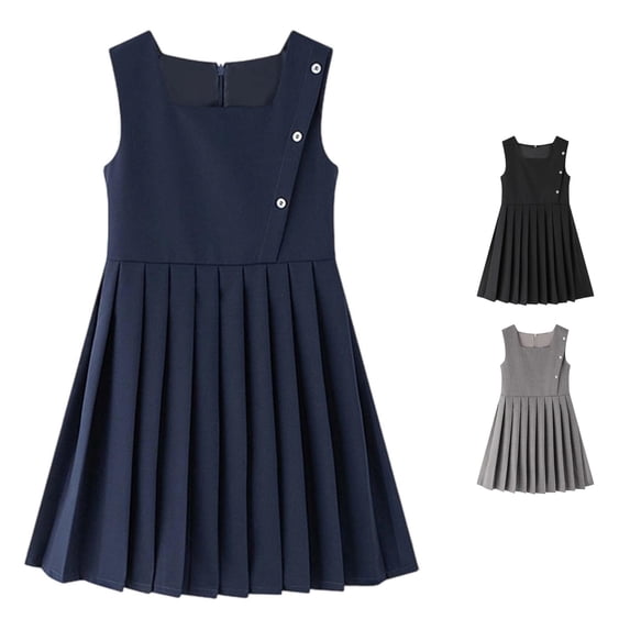 WERYOUNG Girls Dresses Ruffled A Line Sleeveless Crewneck Pleated Back To School Dresses For Girls Kids Toddler Summer Everyday Wear Breathable Sundress 9-10 Years