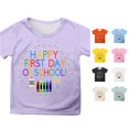 thumbnail image 1 of WERYOUNG Girls First Day Of School Shirt Cute Cartoon Print Round Neck Tees Short Sleeved Back To School T Shirts For Kids Versatile Top 3-4 Years, 1 of 4