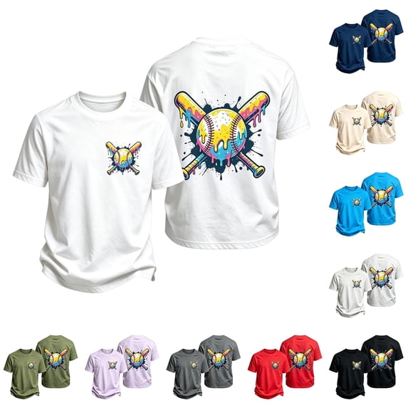 WERYOUNG Boys Graphic Tees Cute Short Sleeve Crewneck Cartoon Baseball Prints Tee Shirts For Toddler Kids Fashion Casual Wear Soft Top 6-7 Years