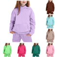 thumbnail image 1 of WERYOUNG Girls Hoodies Long Sleeve Solid Color Hooded Sweatshirts Loose Fit Casual Pullover Hoodies With Pocket For Kids Breathable Top 10-11 Years, 1 of 4