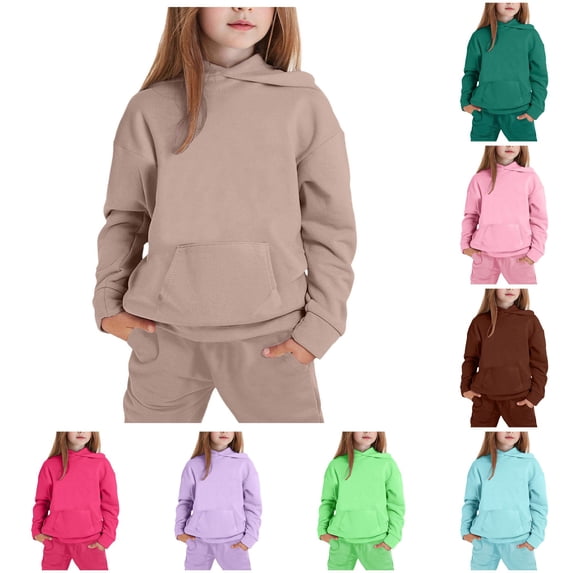 WERYOUNG Girls Hoodies Long Sleeve Solid Color Hooded Sweatshirts Loose Fit Casual Pullover Hoodies With Pocket For Kids Trendy Tops 2-3 Years