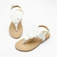 thumbnail image 1 of WERYOUNG Girls Sandals Summer Casual Open Toe Soft Sole Flip Flops Princess Shoes Baby Sweet Bath Shower Beach Pool Flower Sandal,White,4-4.5 Years, 1 of 6