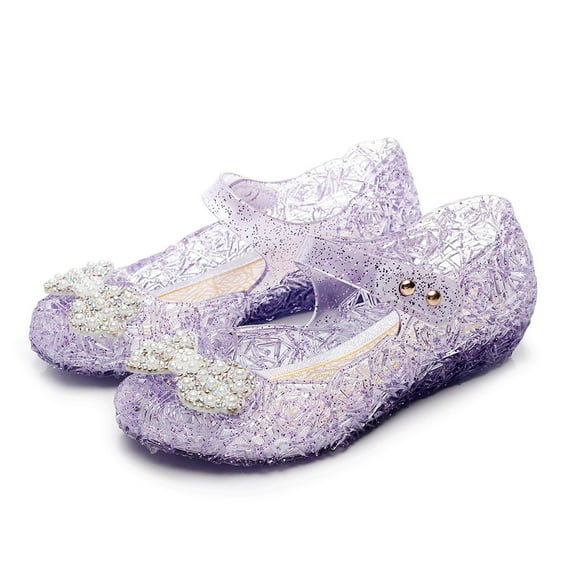 WERYOUNG Girls Sandals Summer Fashion Cute Versatile Sequins Bow Pearl Flat Sole Princess Shoes Girls Casual Party Wedding School Sandal,,4.5-5 Years