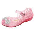 thumbnail image 1 of WERYOUNG Girls Sandals Summer Fashion Cute Versatile Sequins Bow Pearl Flat Sole Princess Shoes Girls Cute Party Wedding School Sandal,Red,7-8 Years, 1 of 4