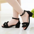 thumbnail image 1 of WERYOUNG Girls Sandals Summer Fashion High Heel Open Toe Princess Shoes Toddler Trendy Party Wedding Flower Pearl Sandal,Black,12-12.5 Years, 1 of 5