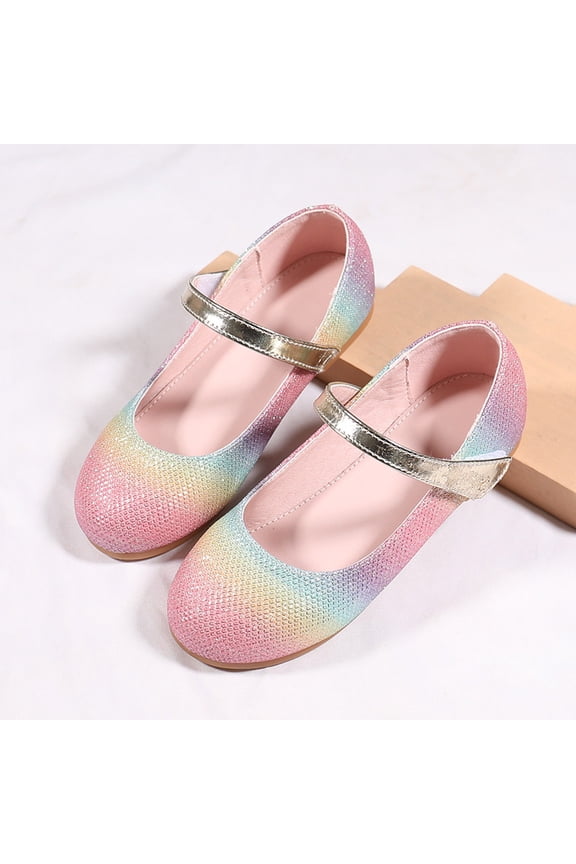 Girls Sandals Summer Fashion Soft Sole Rainbow Performances Princess Shoes Kids Classic Wedding Party Sandal,Pink,5.5-6 Years