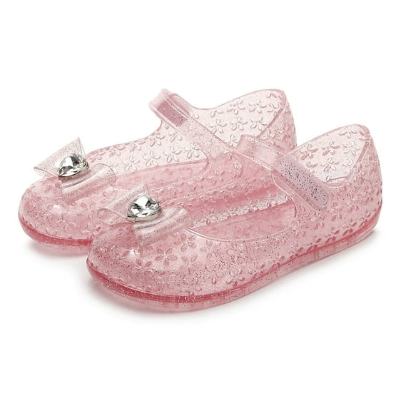 WERYOUNG Girls Sandals Summer Fashion Sparkly Bow Soft Sole Jelly Princess Shoes Baby Lovely Birthday Party Sandal,Pink,2-2.5 Years