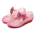 thumbnail image 1 of WERYOUNG Girls Sandals Summer Fashion Sparkly Bow Soft Sole Jelly Princess Shoes Girls Cute Birthday Party Sandal,Pink,2.5-3 Years, 1 of 7