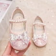 thumbnail image 1 of WERYOUNG Girls Sandals Summer New Fashion Versatile Pearl Bow Flat Sole Princess Shoes Toddler Trendy Party School Sandal,Red,4.5-5 Years, 1 of 7