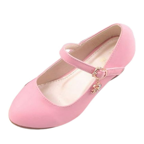 WERYOUNG Girls Sandals Summer New Sparkly High Heels Princess Shoes Baby Sweet Party Wedding School Performances Sandal,Pink,33