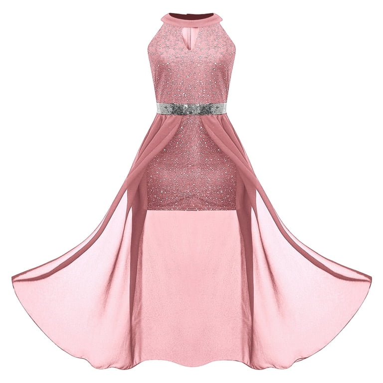 elegant dresses for young ladies WERYOUNG Girls Sequin Dress With High Waist And Neckline Long Party Dress Girls Trendy Sundress 12-13 Years occasion_winter_wedding_guest