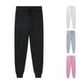 thumbnail image 1 of WERYOUNG Girls Solid Color Jogger Pants Drawstring High Elastic Waist Soft Loose Fit Athletic Sweatpants For Back To School Daily Wear Versatile Bottoms 2-3 Years, 1 of 5