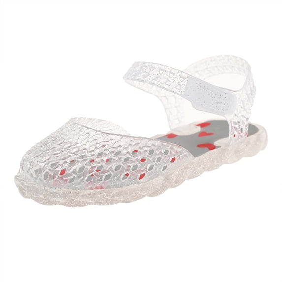 WERYOUNG Girls Summer Fashion Jelly Sandals Open Toe Soft Sole Beach Shoes With Breathe Holes Holiday Vacation Versatile Footwear