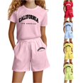 thumbnail image 1 of WERYOUNG Girls Summer Outfits Fashion Short Sleeve Letter Print T Shirts And Shorts Casual Loose Fit Two Piece Sets Leisure Lounging Stylish Clothing Sets 11-12 Years, 1 of 4